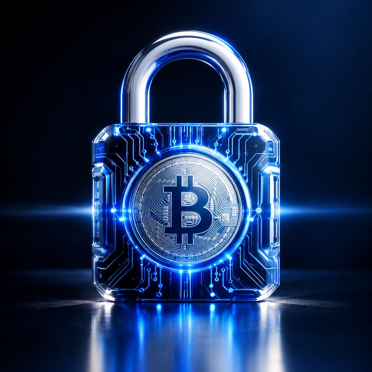 Digital padlock made of circuits protecting a crypto coin