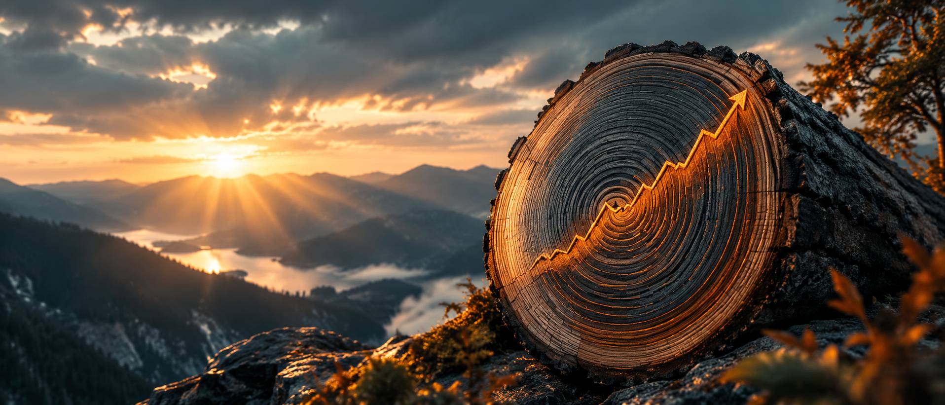 Tree whose rings form an upward growth chart